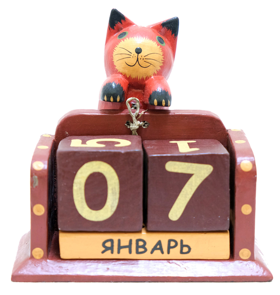 Календарь с висячим на веревочке котом, собачкой, лягушкой, коровой цвета в ассортименте (к-354)