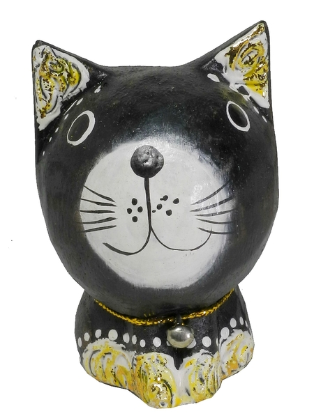 Котик с колокольчиком, антик с краской, 4 цвета (кн-203)