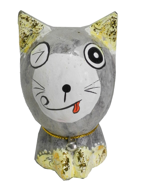Котик с колокольчиком, антик с краской, 4 цвета (кн-203)