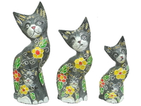 Семья котов с котятами, 10, 9 и 8 см., 4 цвета (кн-160, кн-161, кн-162)
