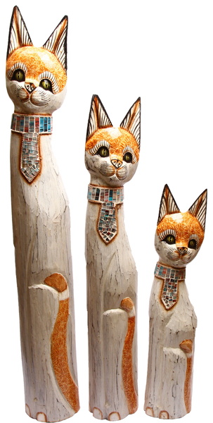 Кот белый с галстуком на шее из стекла(к-893,к-894,к-895)
