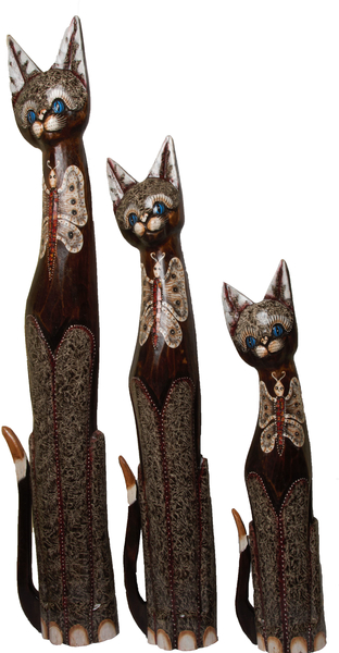 Кот коричневый с бабочкой на груди из стекла ( к-932, к-933, к-934)
